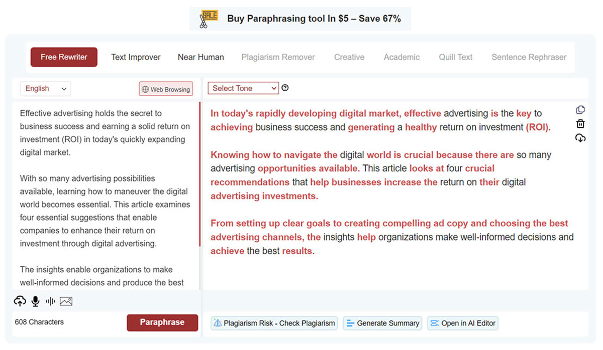 AI Paraphrasing Tool