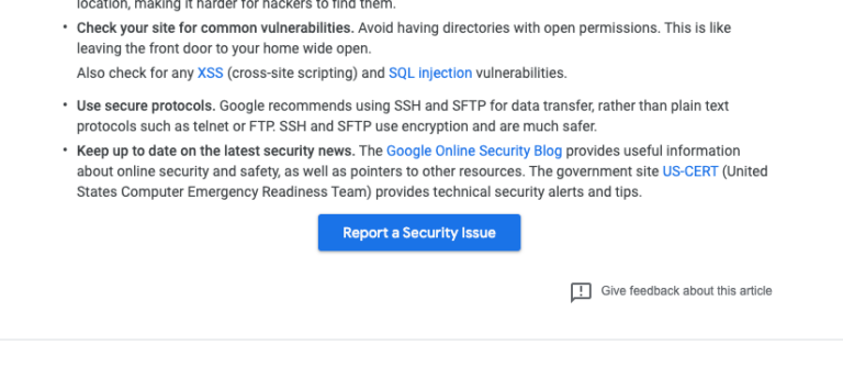 Report a Security Issue in Google Search Console